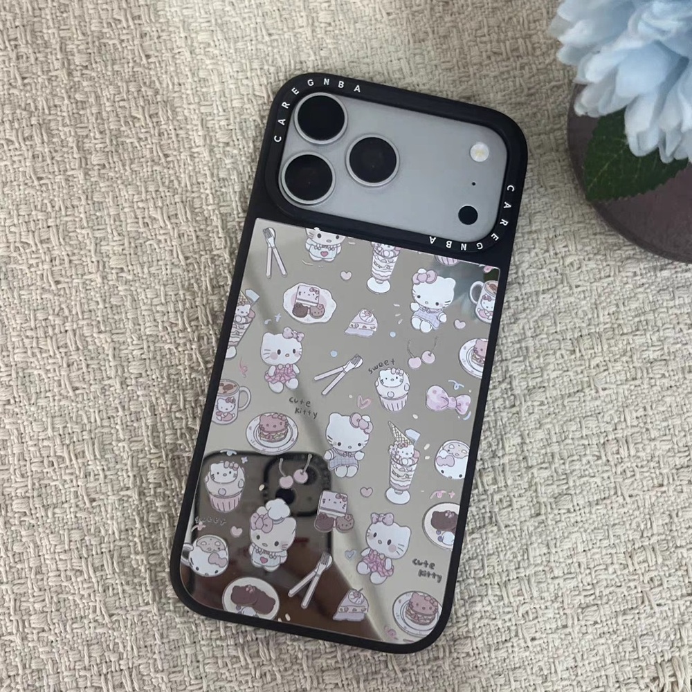 Cute Hello Kitty Pattern Clear Phone Case in Pink and Cream -